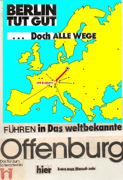 Europa mit Berlin und Offenburg